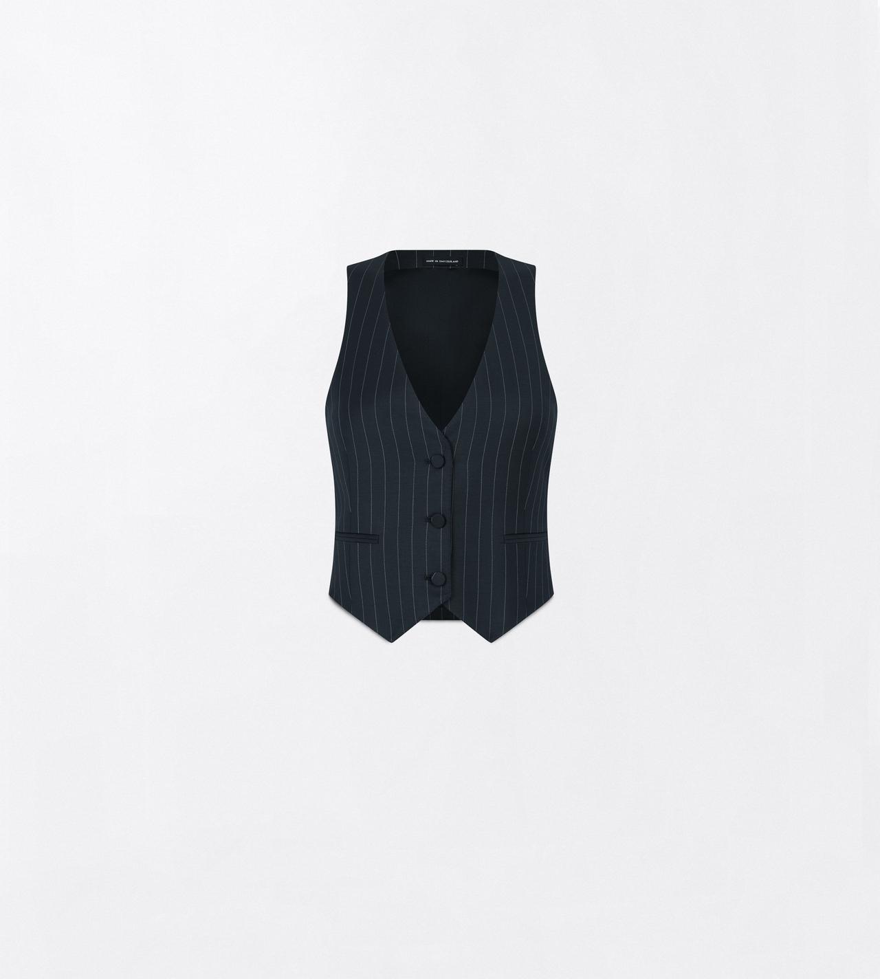 TOM FORD LEATHER BLACK AND WHITE CHALK STRIPE WOOL MOHAIR WAISTCOAT