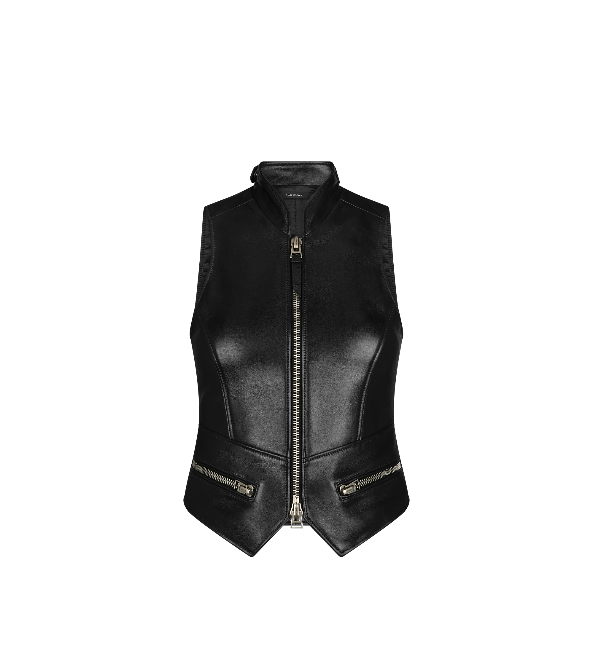 SHINY PLONGE LEATHER WAISTCOAT