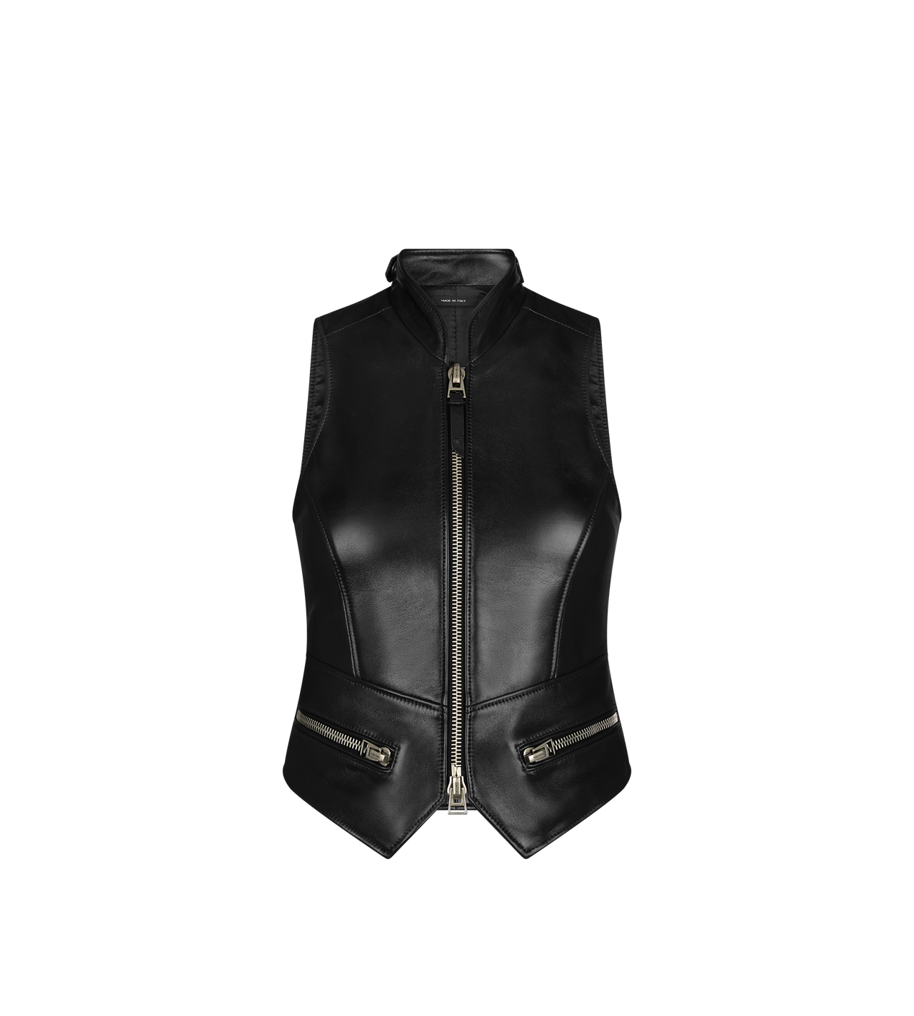 SHINY PLONGE LEATHER WAISTCOAT image number 0