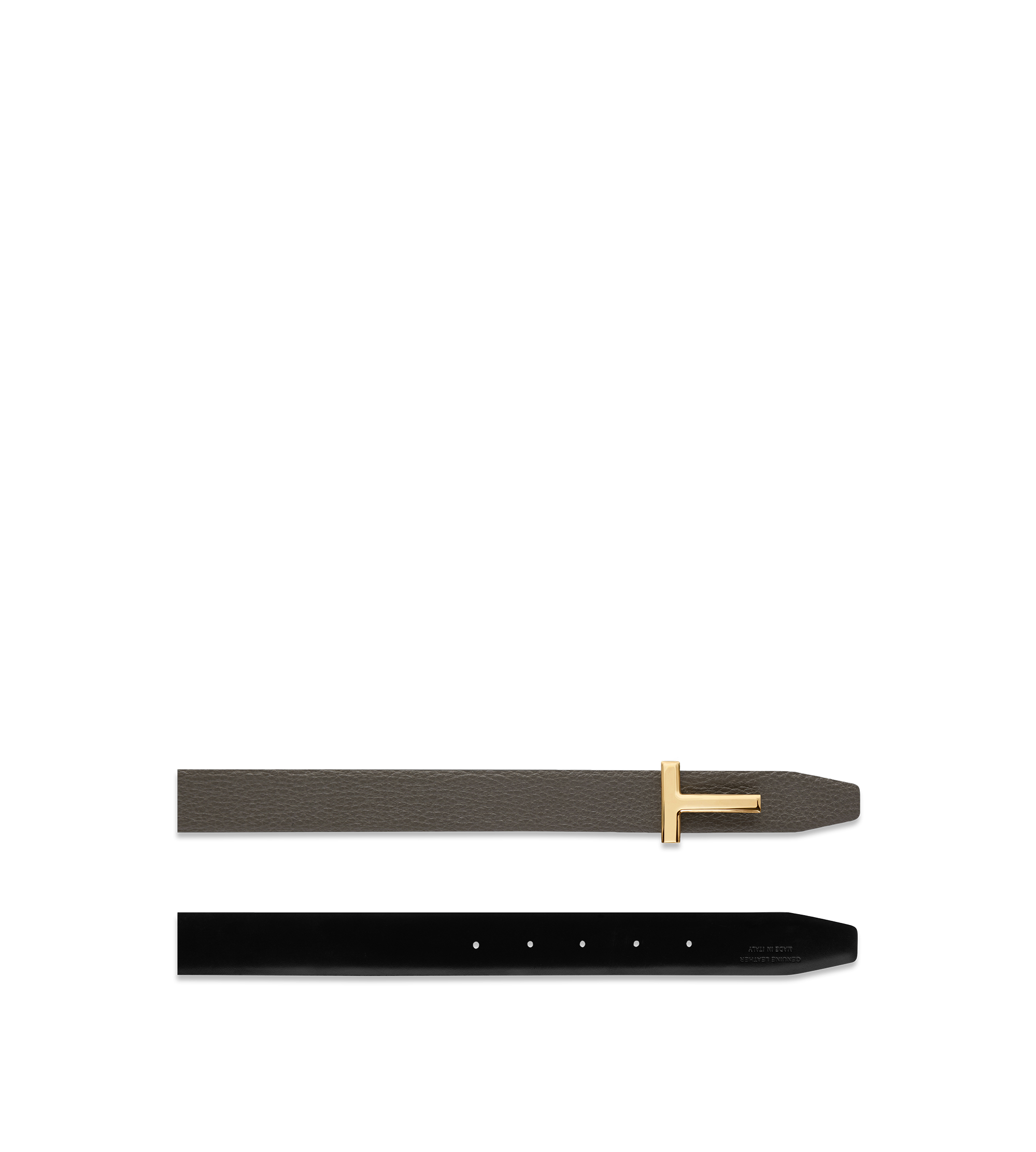 GRAIN LEATHER AND SMOOTH LEATHER REVERSIBLE T BELT 30 MM