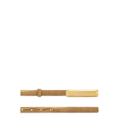 STAMPED CROCODILE LEATHER 15 MM BAR BELT image number 1
