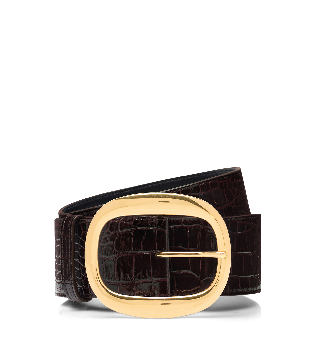 SHINY STAMPED CROCODILE LEATHER URSULA BELT image number 0