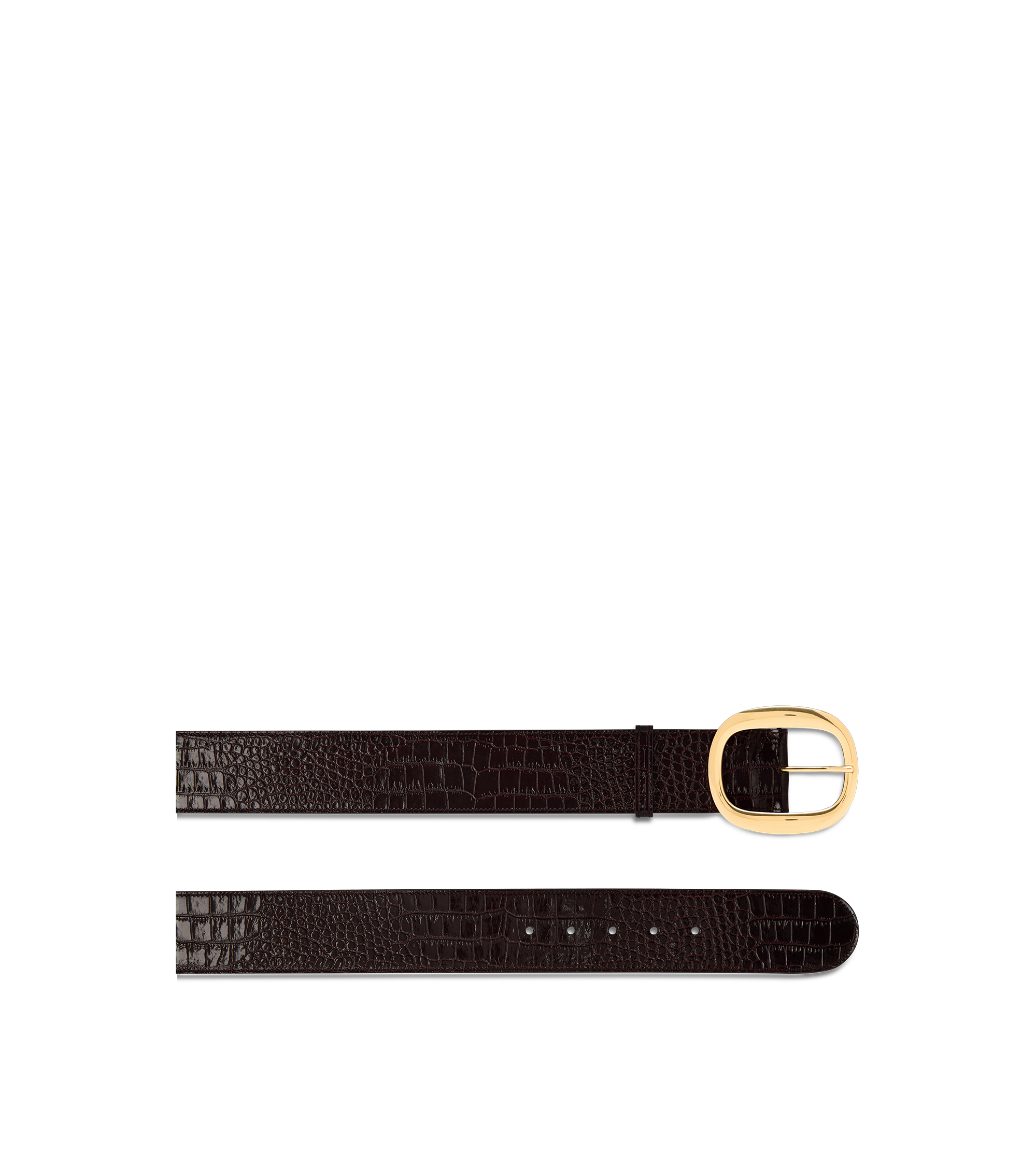 SHINY STAMPED CROCODILE LEATHER URSULA BELT