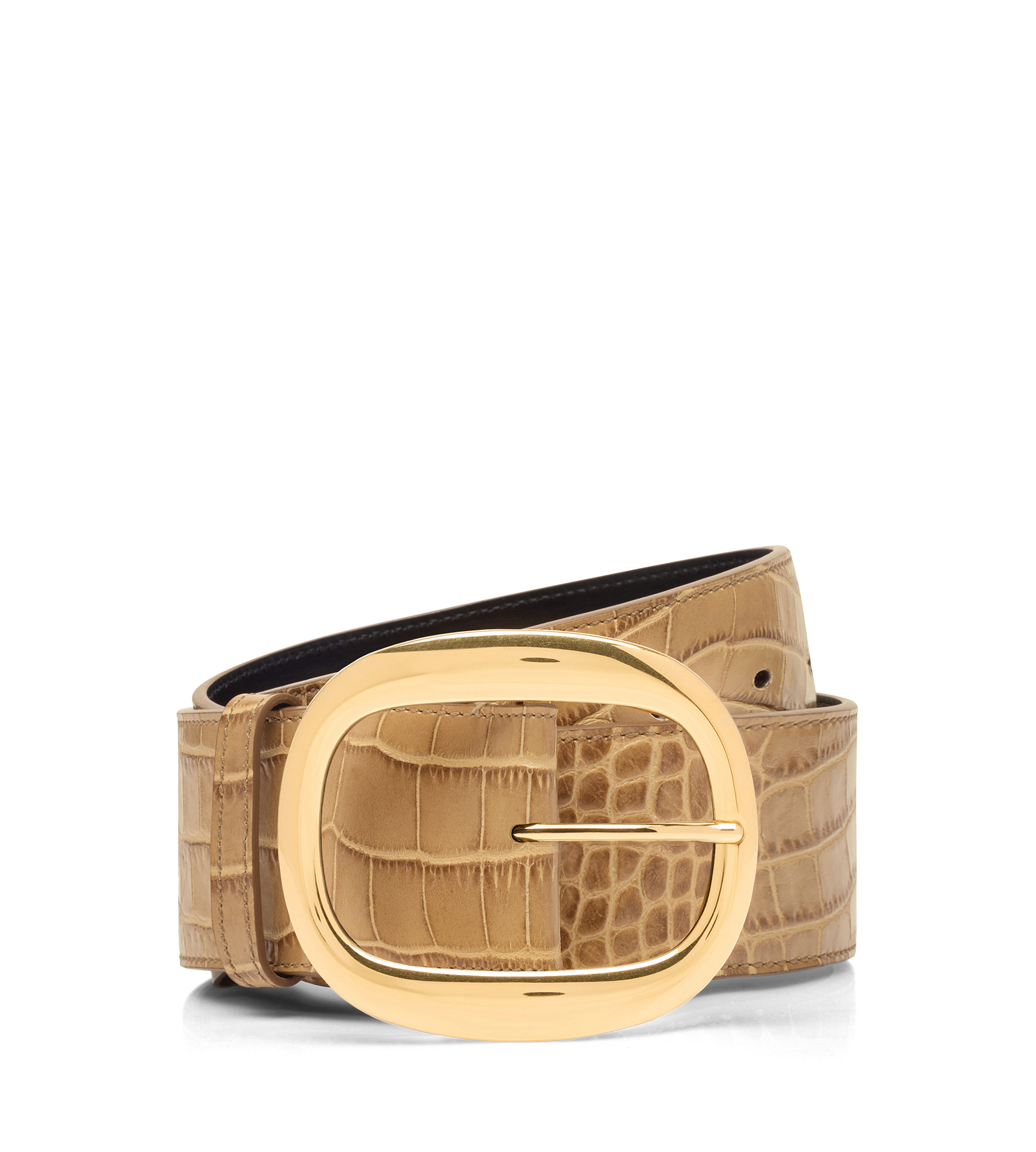 SHINY STAMPED CROCODILE LEATHER URSULA BELT