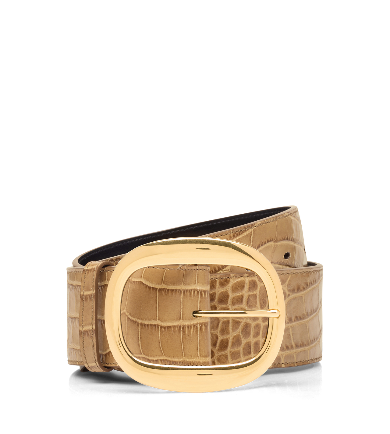 SHINY STAMPED CROCODILE LEATHER URSULA BELT image number 0