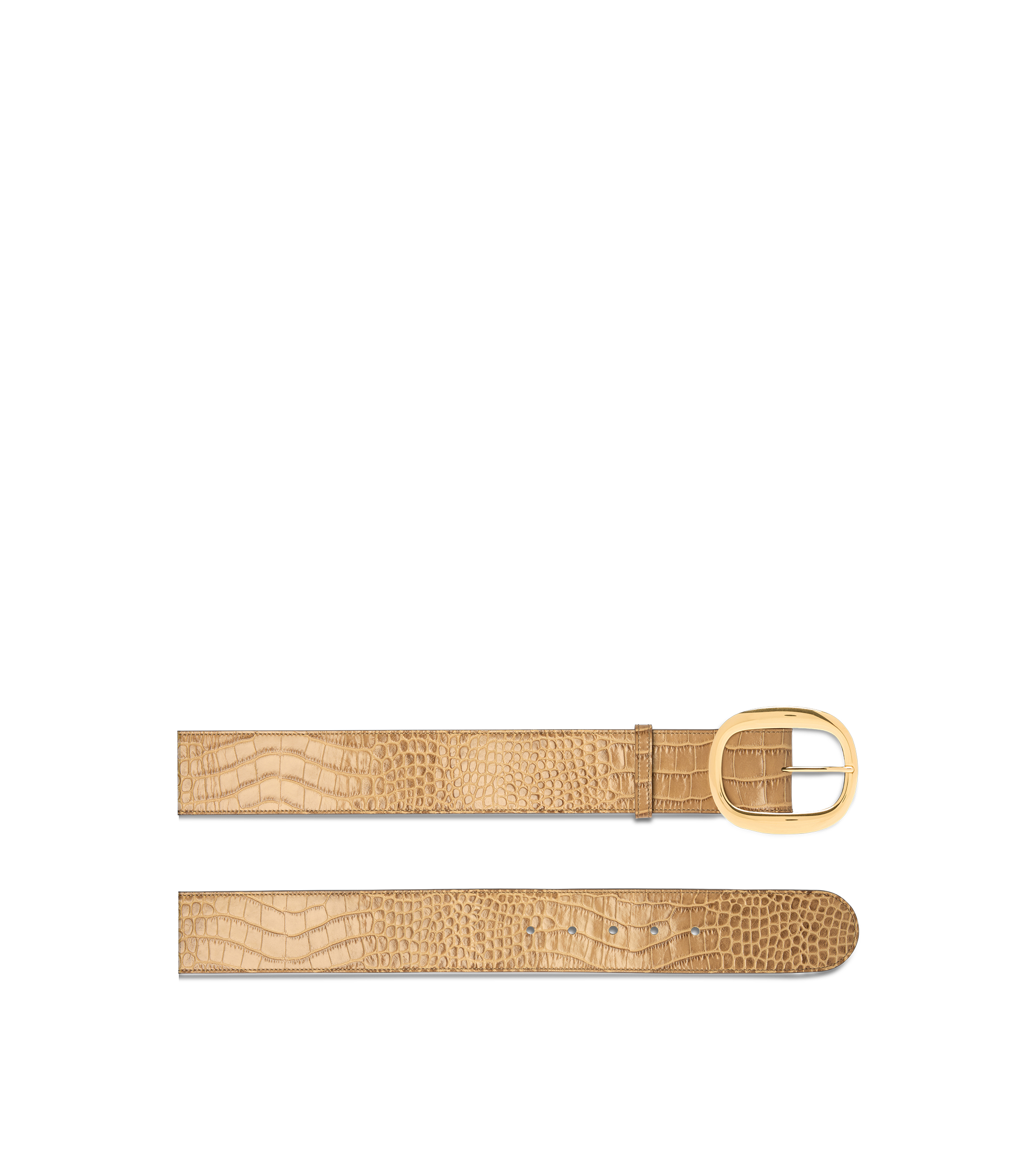 SHINY STAMPED CROCODILE LEATHER URSULA BELT