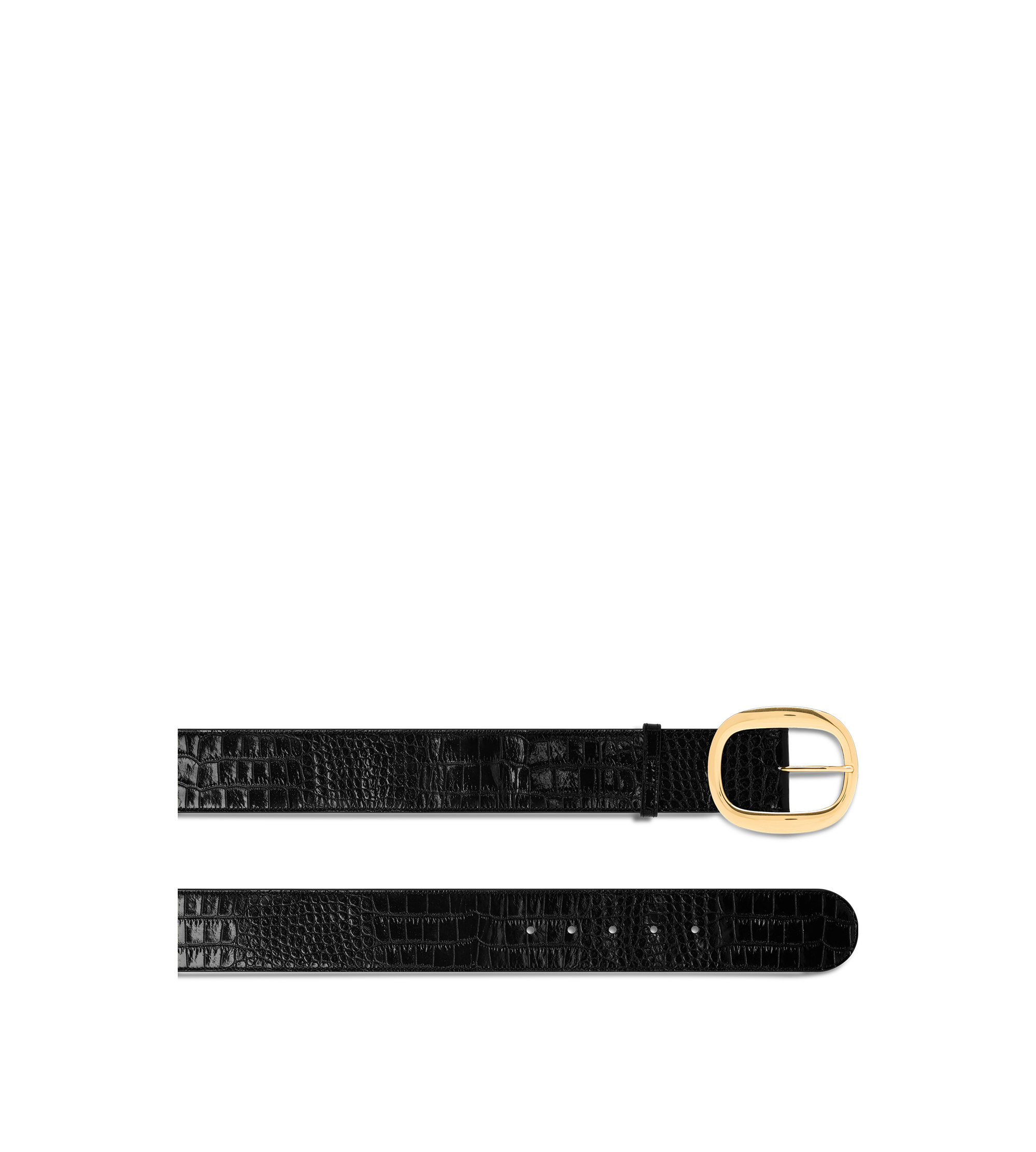 SHINY STAMPED CROCODILE LEATHER URSULA BELT