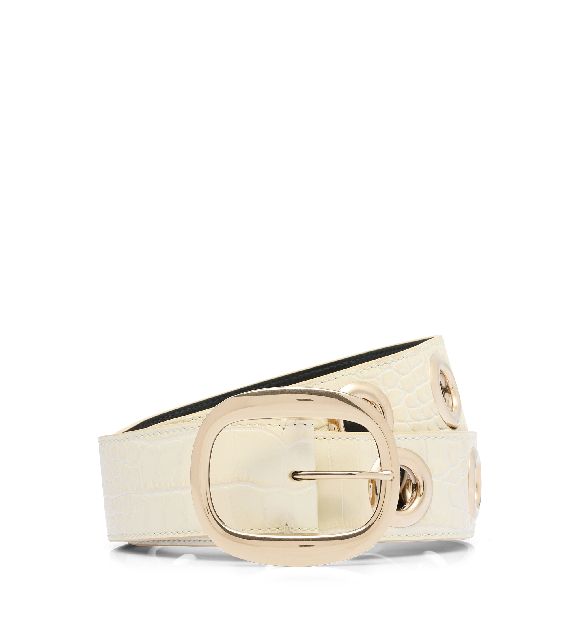 SHINY STAMPED CROCODILE LEATHER URSULA BELT | Tom Ford Fashion