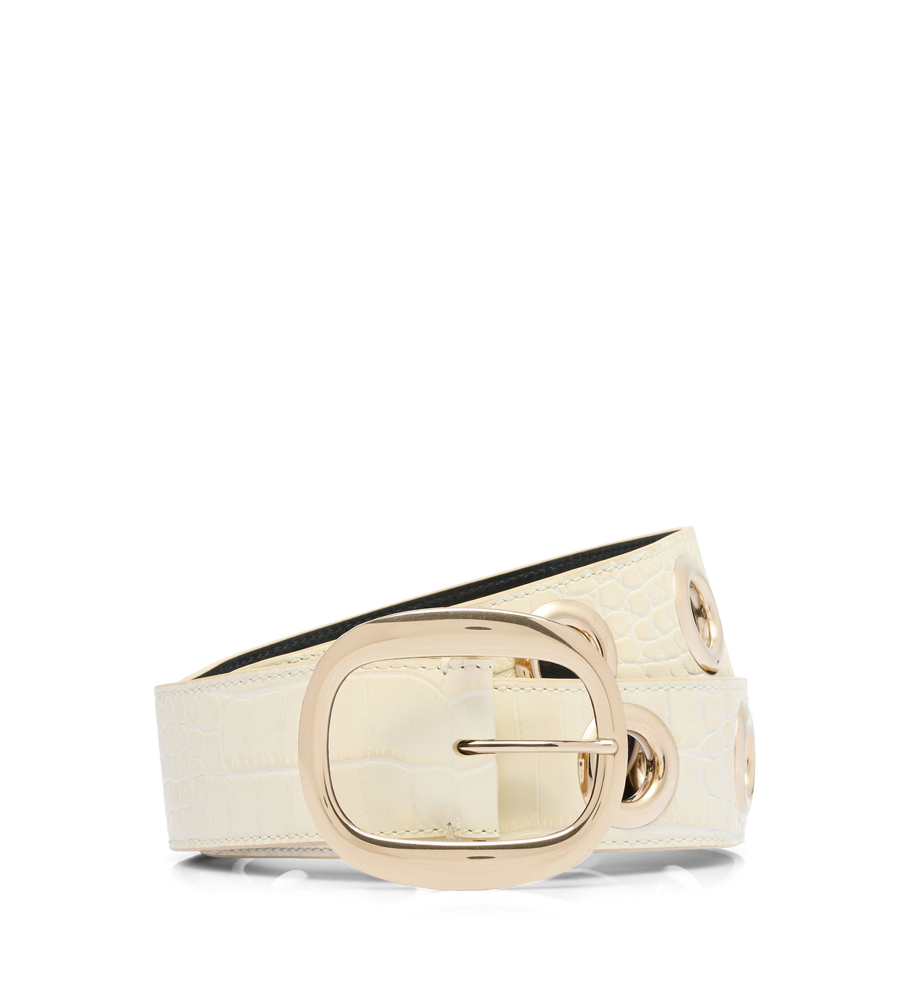 SHINY STAMPED CROCODILE LEATHER URSULA BELT image number 0