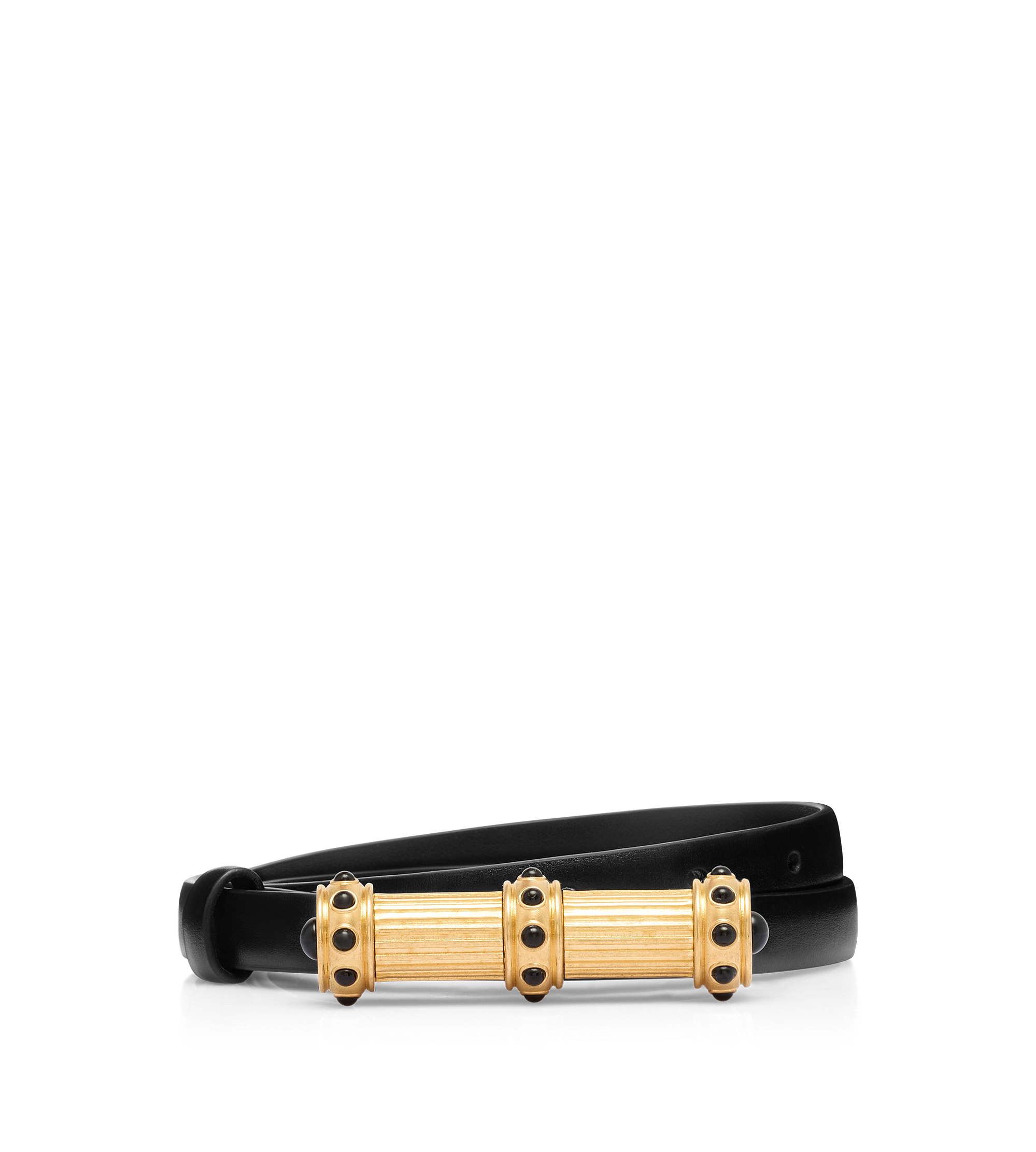 PALMELLATO-EFFECT LEATHER CABOCHON BELT