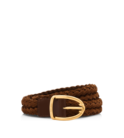 WOVEN SUEDE ANGLED BUCKLE BELT image number 0