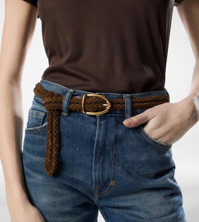 WOVEN SUEDE ANGLED BUCKLE BELT image number 2