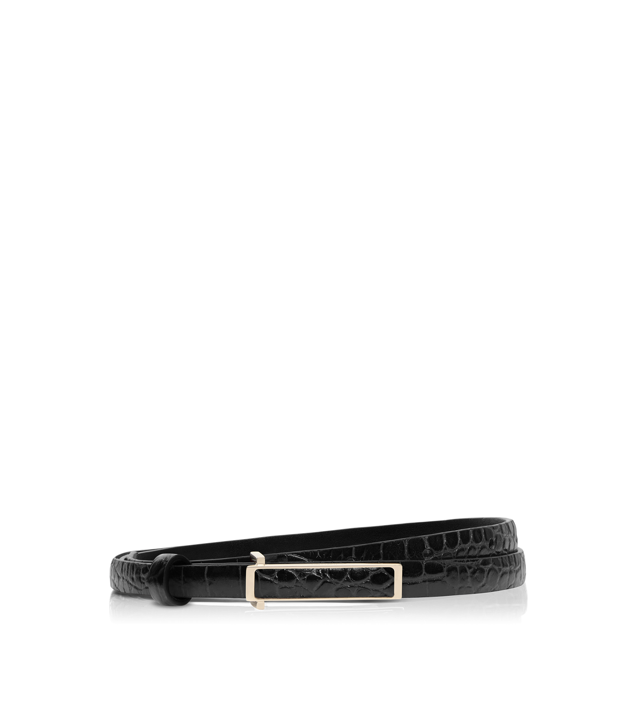 TOM FORD LEATHER BLACK SOFT PRINTED CROCODILE LEATHER LEATHER INSERT BELT