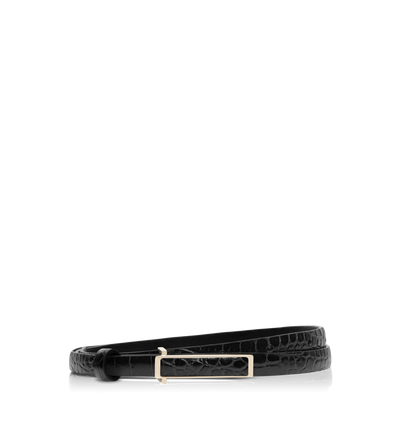 TOM FORD LEATHER BLACK SOFT PRINTED CROCODILE LEATHER LEATHER INSERT BELT