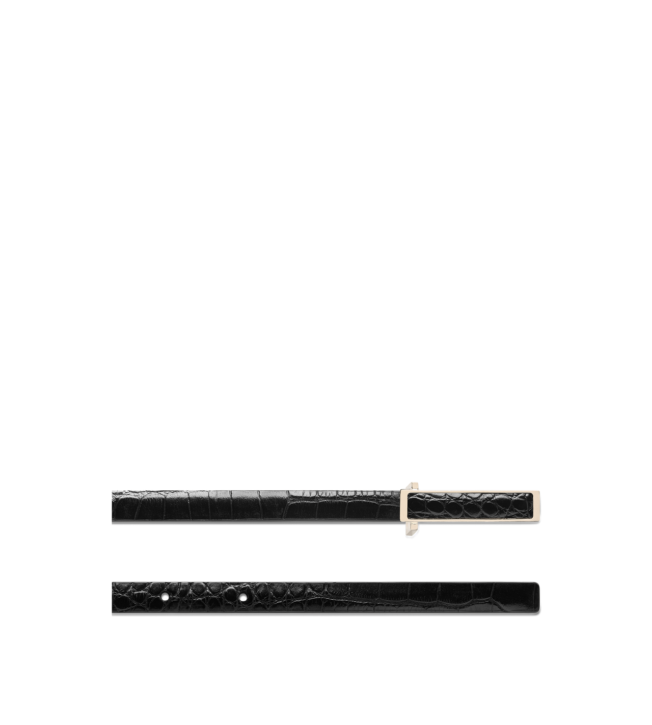 TOM FORD LEATHER BLACK SOFT PRINTED CROCODILE LEATHER LEATHER INSERT BELT