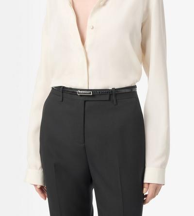 TOM FORD LEATHER BLACK SOFT PRINTED CROCODILE LEATHER LEATHER INSERT BELT