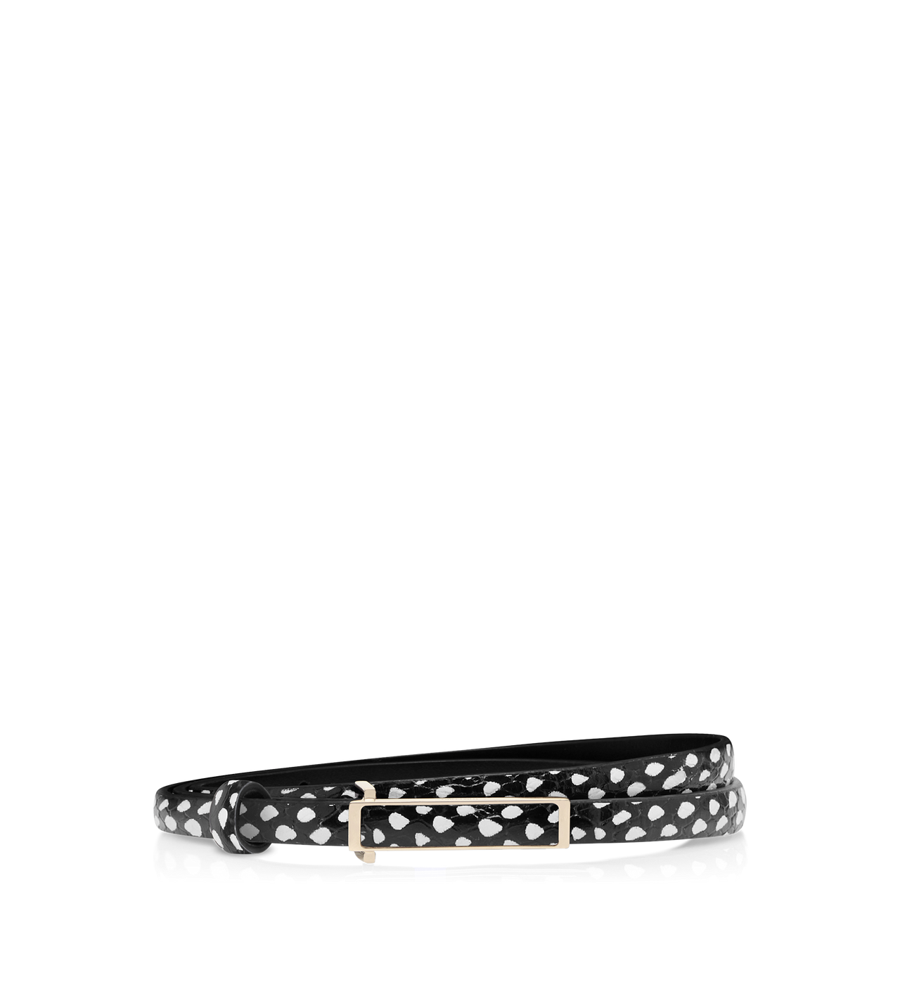 TOM FORD LEATHER BLACK/WHITE SNAKESKIN-EFFECT PRINTED CALF LEATHER LEATHER INSERT BELT