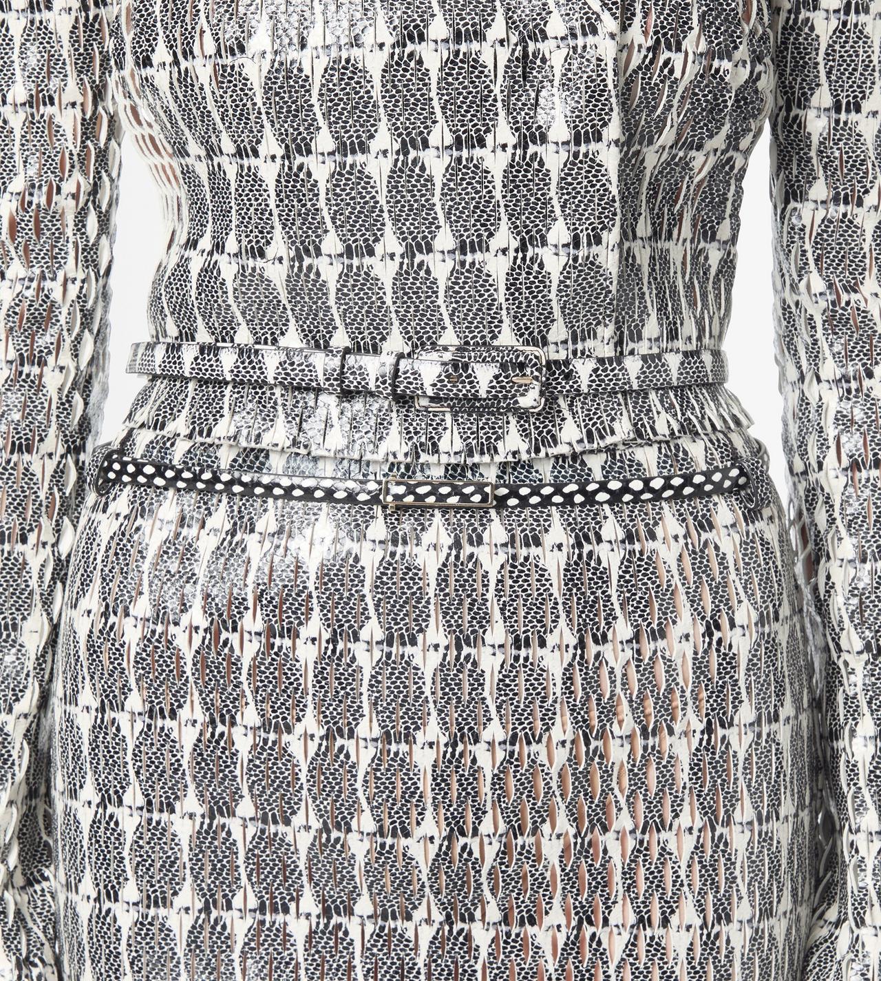 TOM FORD LEATHER BLACK/WHITE SNAKESKIN-EFFECT PRINTED CALF LEATHER LEATHER INSERT BELT