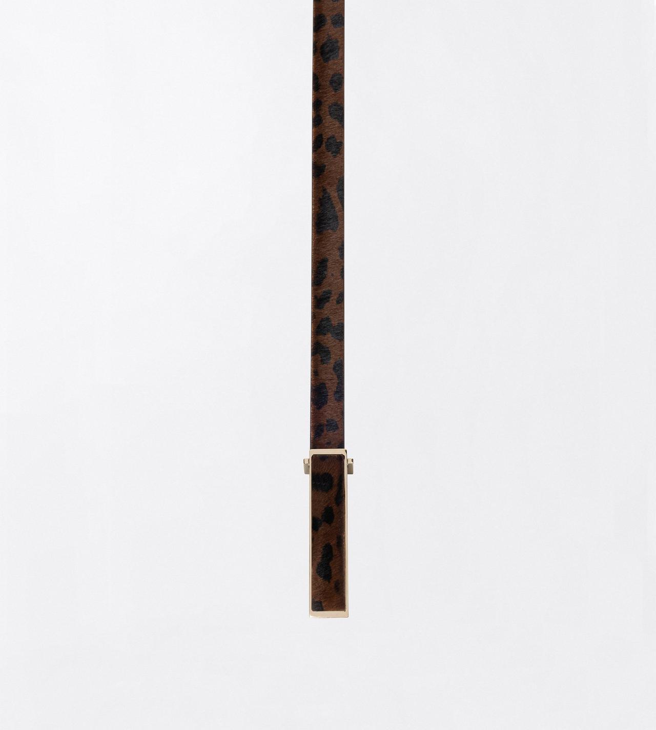 TOM FORD LEATHER BROWN/BLACK LEOPARD PRINT HAIR CALF LEATHER INSERT BELT