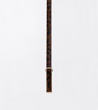 TOM FORD LEATHER BROWN/BLACK LEOPARD PRINT HAIR CALF LEATHER INSERT BELT