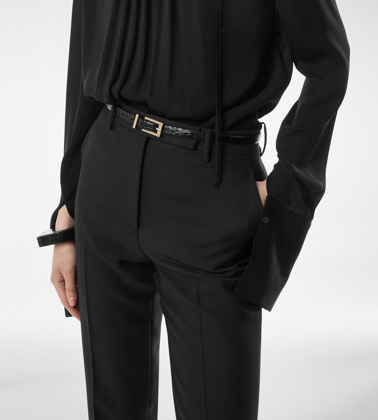 SHINY STAMPED CROCODILE LEATHER FRAME BUCKLE BELT image number 2