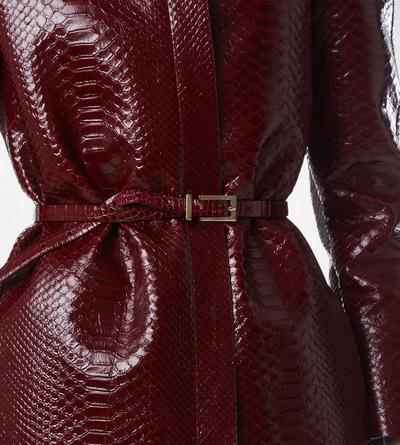 SHINY STAMPED CROCODILE LEATHER FRAME BUCKLE BELT image number 2