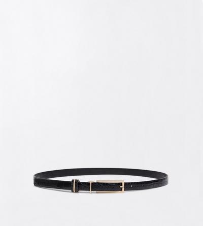 TOM FORD LEATHER BLACK SOFT PRINTED CROCODILE LEATHER T LOOP BELT
