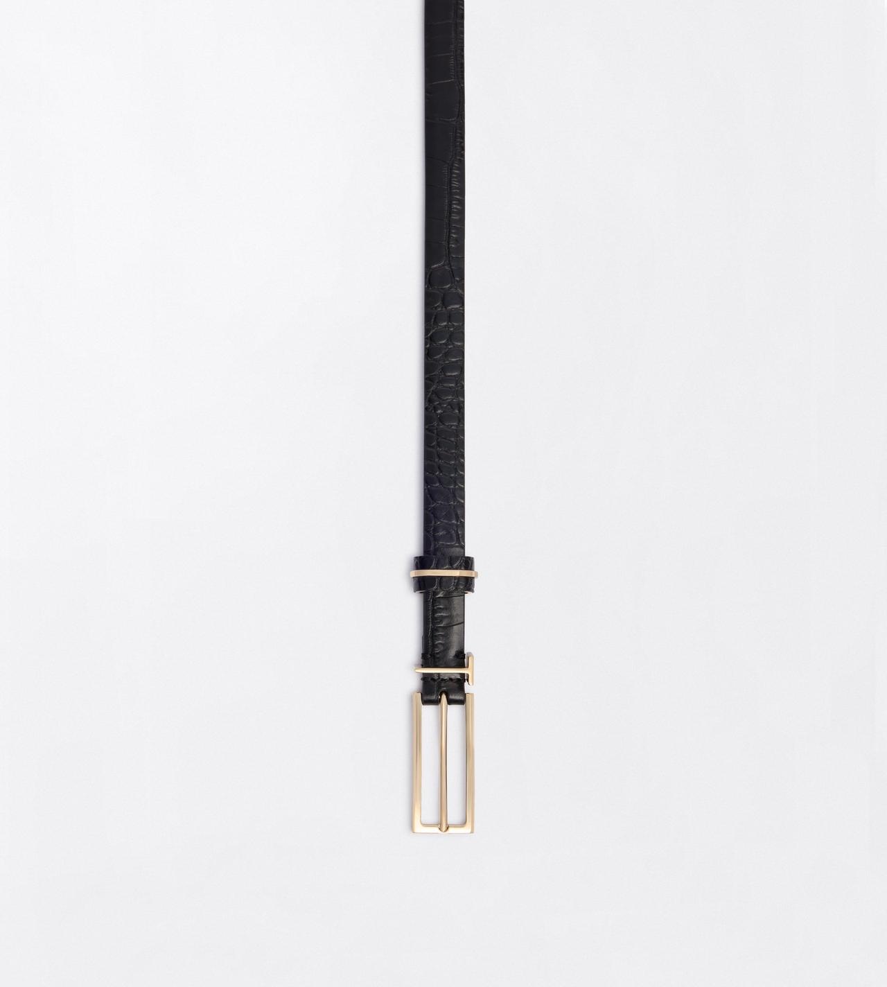 TOM FORD LEATHER BLACK SOFT PRINTED CROCODILE LEATHER T LOOP BELT