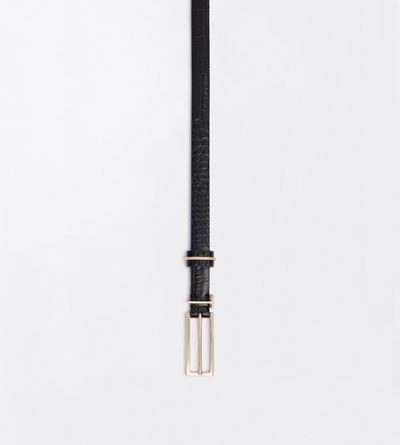 TOM FORD LEATHER BLACK SOFT PRINTED CROCODILE LEATHER T LOOP BELT