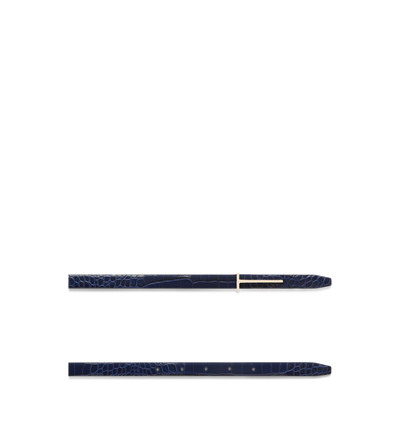 TOM FORD LEATHER SEA BLUE SHINY STAMPED CROCODILE LEATHER SLIM T BELT