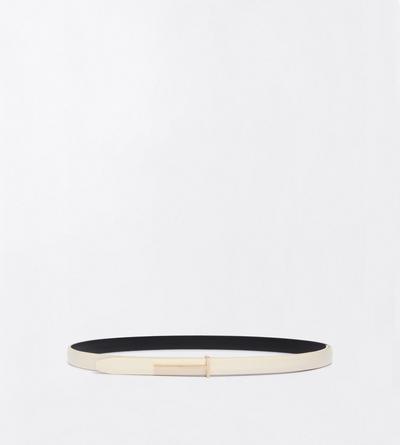 TOM FORD LEATHER PEARLED IVORY SPAZZOLATO LEATHER SLIM T BELT