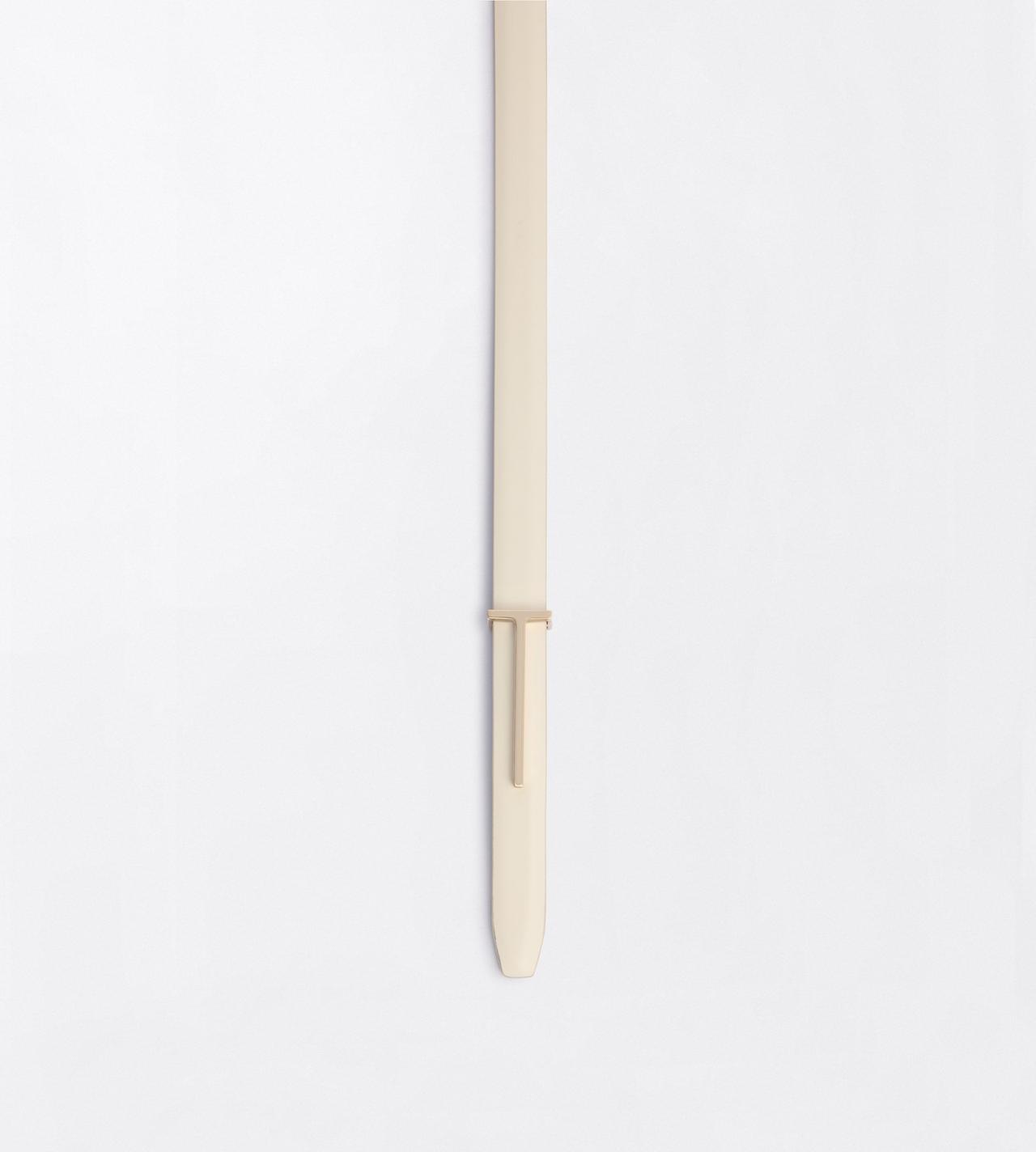 TOM FORD LEATHER PEARLED IVORY SPAZZOLATO LEATHER SLIM T BELT