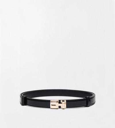 TOM FORD LEATHER BLACK SPAZZOLATO LEATHER T LATCH BELT