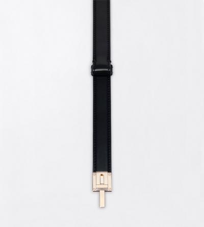 TOM FORD LEATHER BLACK SPAZZOLATO LEATHER T LATCH BELT