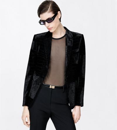 TOM FORD LEATHER BLACK SPAZZOLATO LEATHER T LATCH BELT