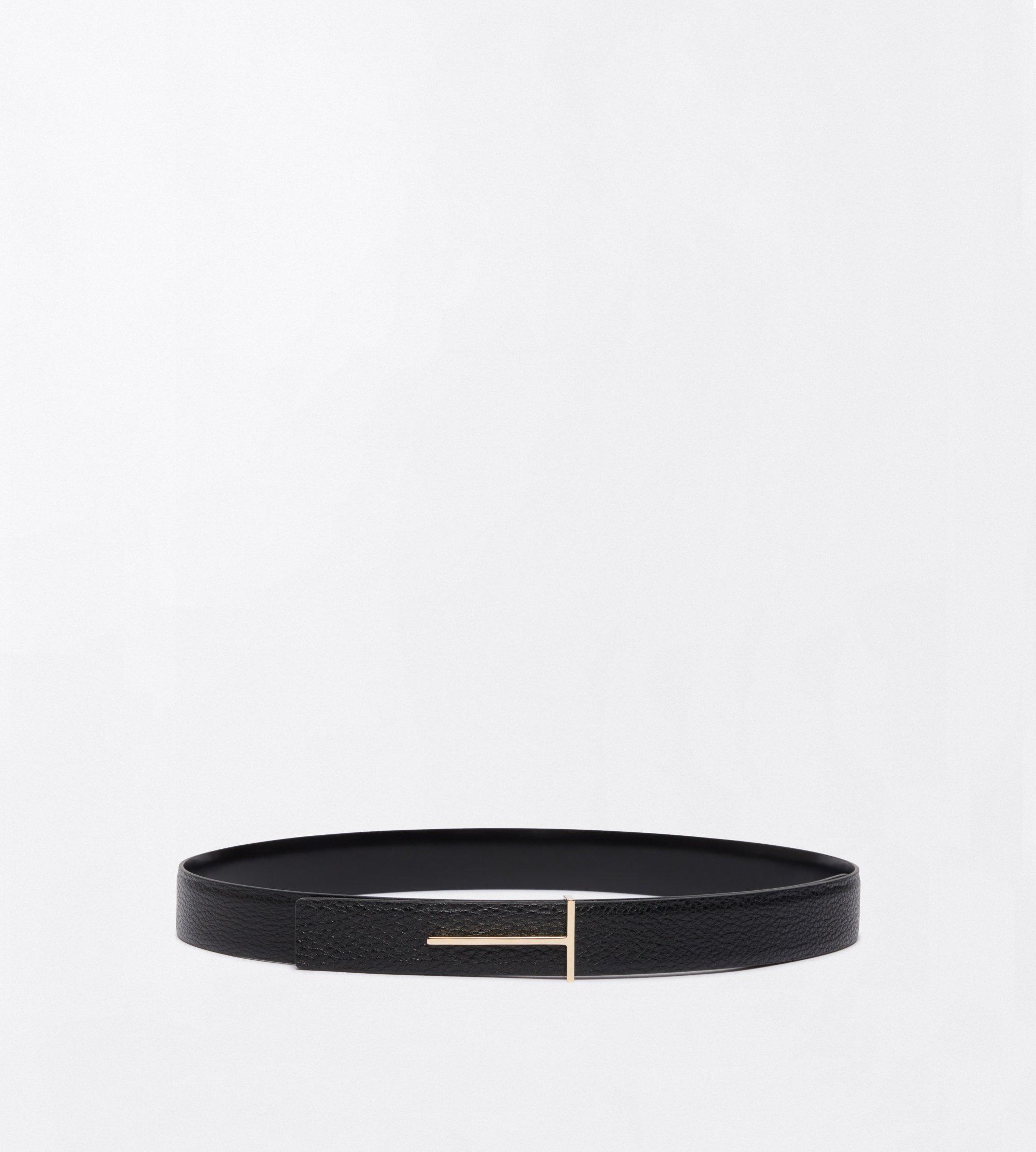 GRAIN LEATHER AND SPAZZOLATO LEATHER SLIM T BELT