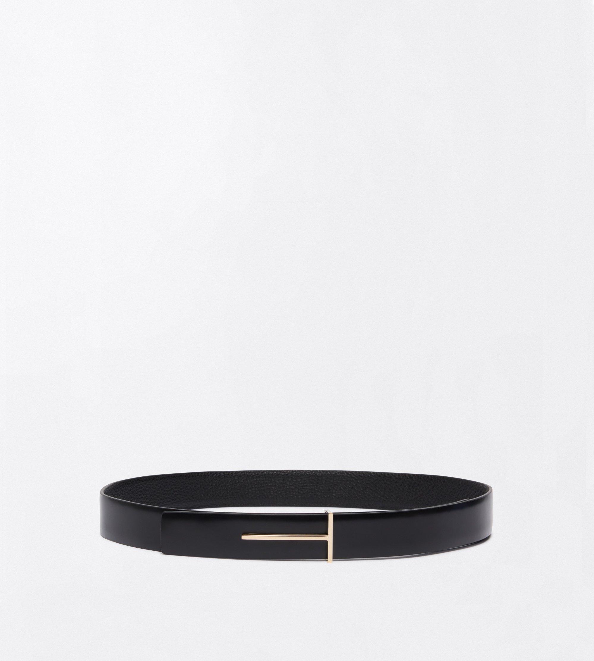 GRAIN LEATHER AND SPAZZOLATO LEATHER SLIM T BELT