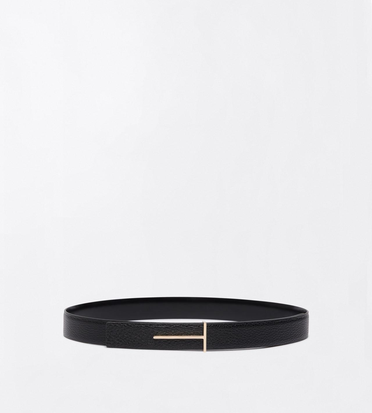 TOM FORD LEATHER BLACK GRAIN LEATHER AND SPAZZOLATO LEATHER SLIM T BELT