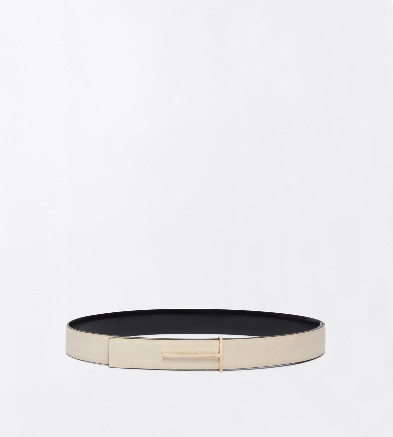 TOM FORD LEATHER DOVE GREY + BLACK CEINTURE SLIM T EN CUIR FLEUR ET CUIR SPAZZOLATO