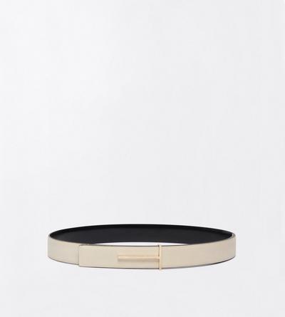 TOM FORD LEATHER DOVE GREY + BLACK CEINTURE SLIM T EN CUIR FLEUR ET CUIR SPAZZOLATO