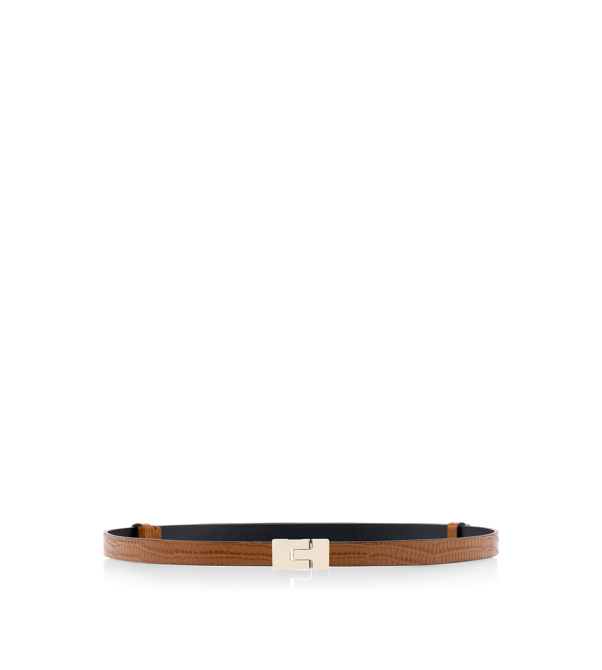 CEINTURE INTERLOCK T EN CUIR IMPRIM&Eacute; EFFET T&Eacute;JUS