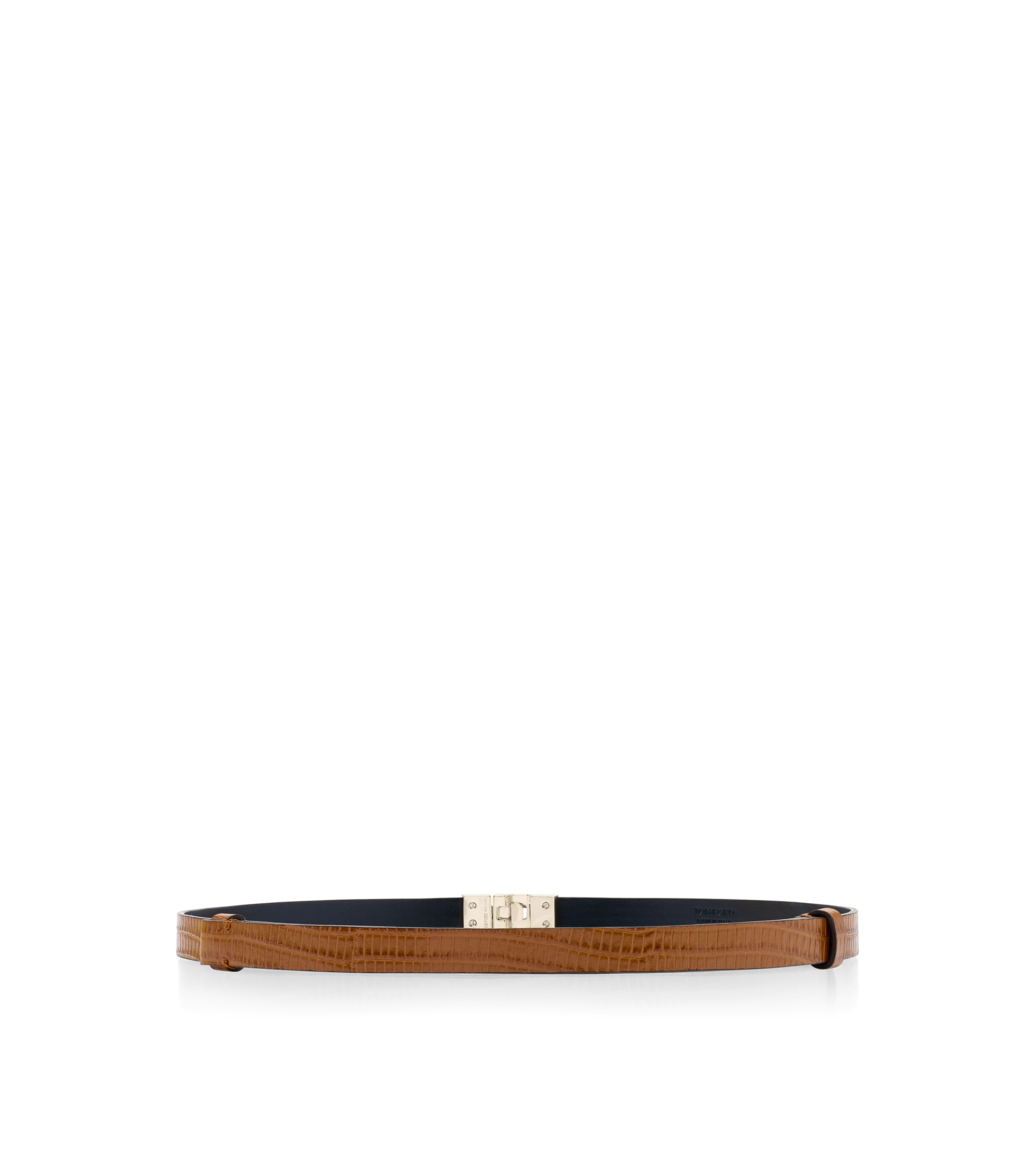 CEINTURE INTERLOCK T EN CUIR IMPRIM&Eacute; EFFET T&Eacute;JUS
