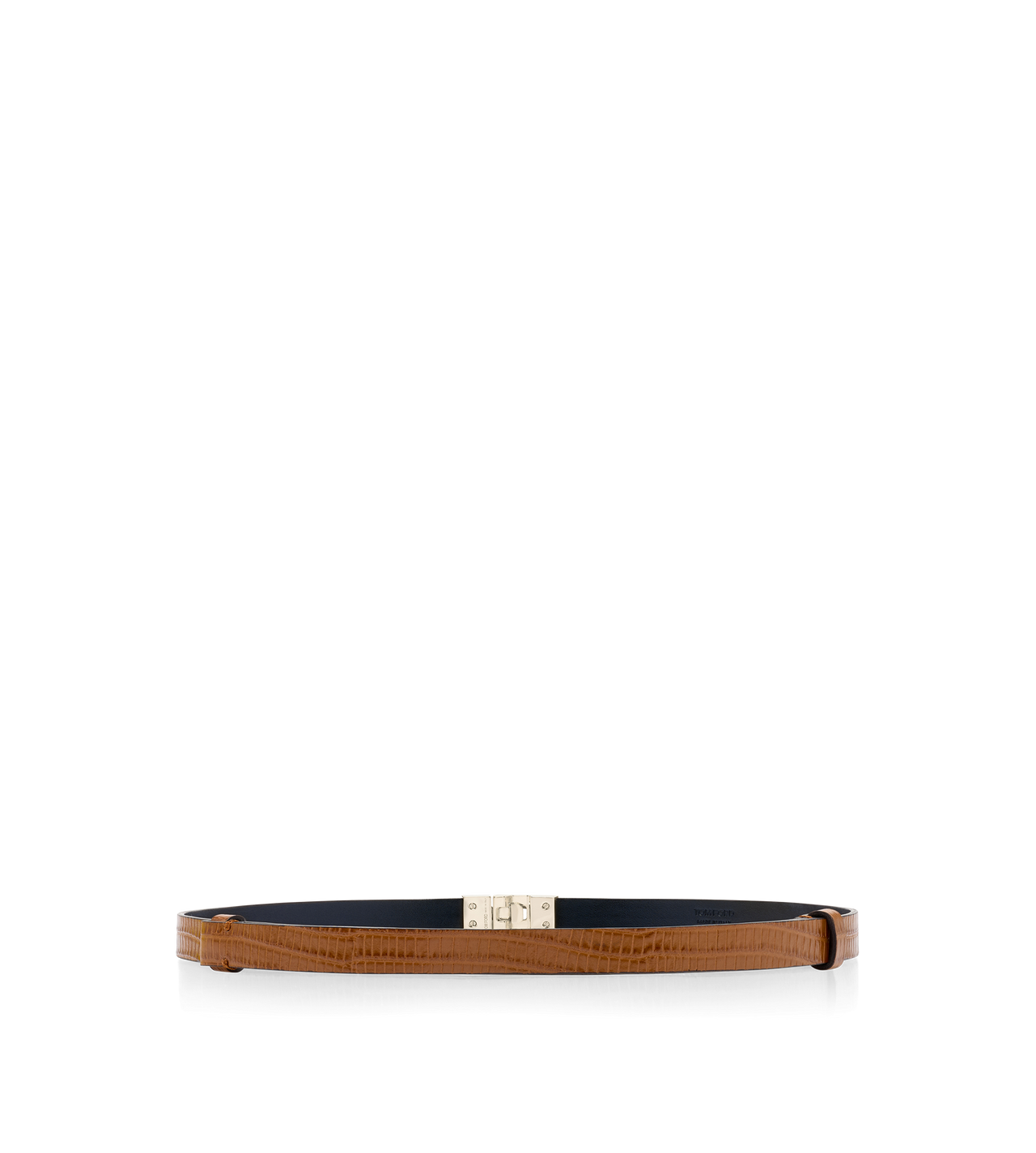 TOM FORD LEATHER TOFFEE CEINTURE INTERLOCK T EN CUIR IMPRIM&Eacute; EFFET T&Eacute;JUS