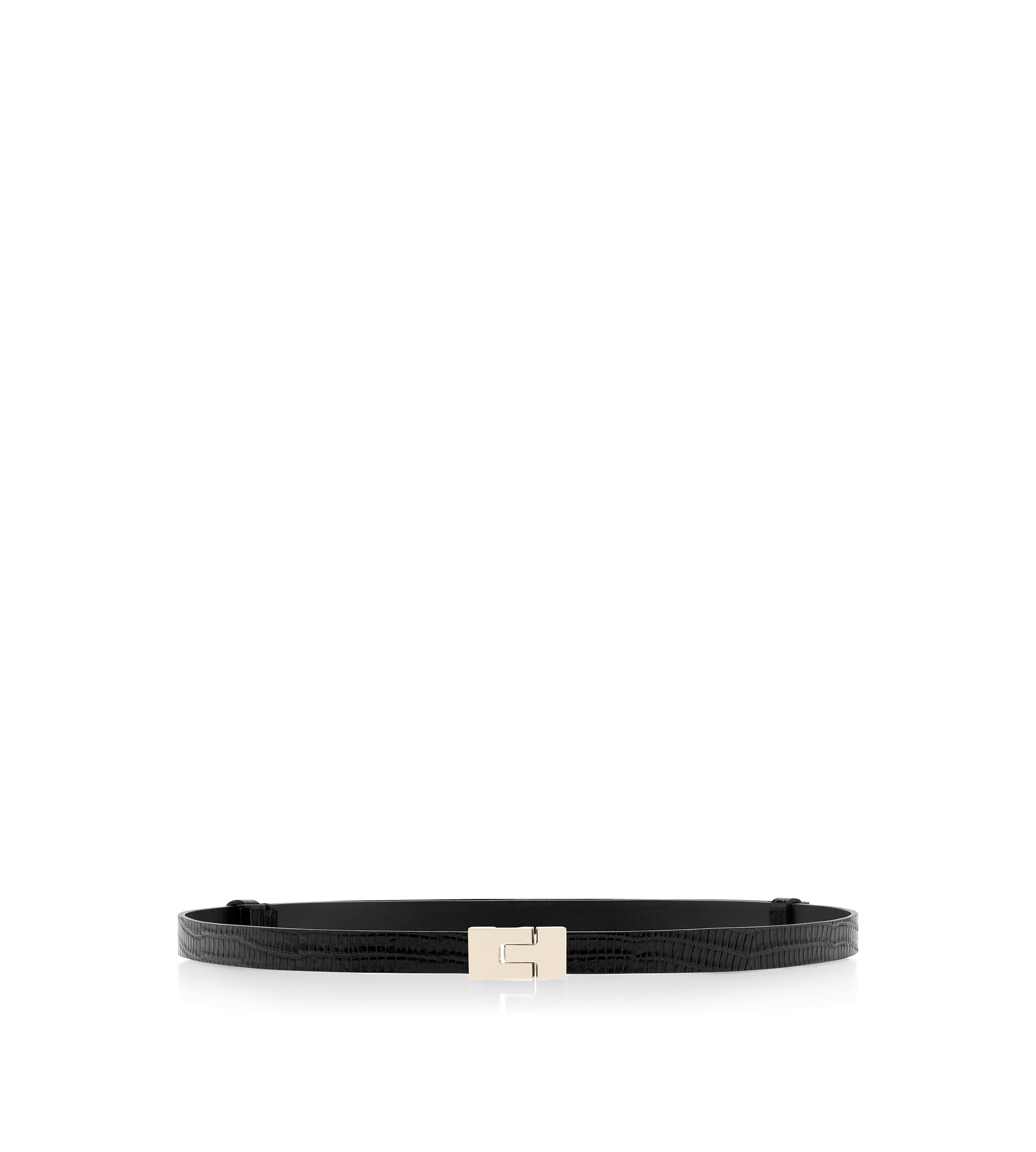 TEJUS-EFFECT PRINTED LEATHER INTERLOCK T BELT