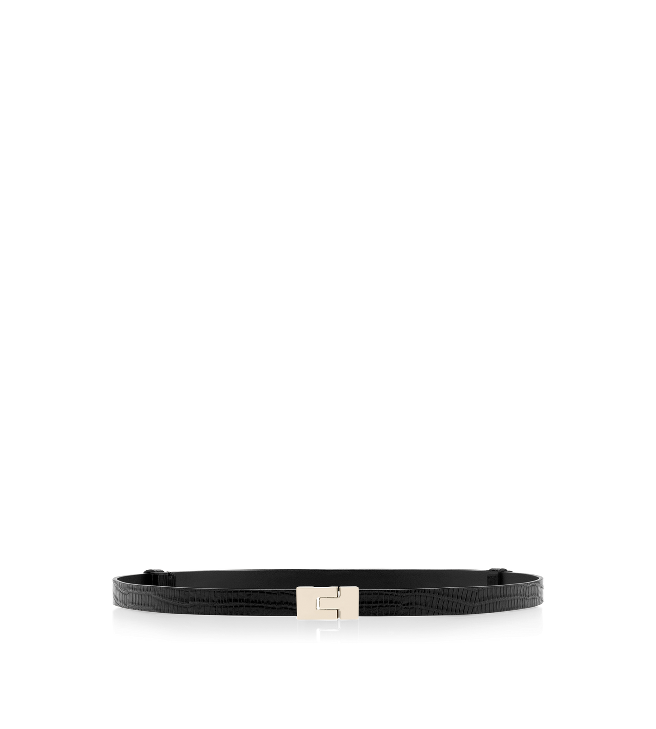 TOM FORD LEATHER BLACK TEJUS-EFFECT PRINTED LEATHER INTERLOCK T BELT