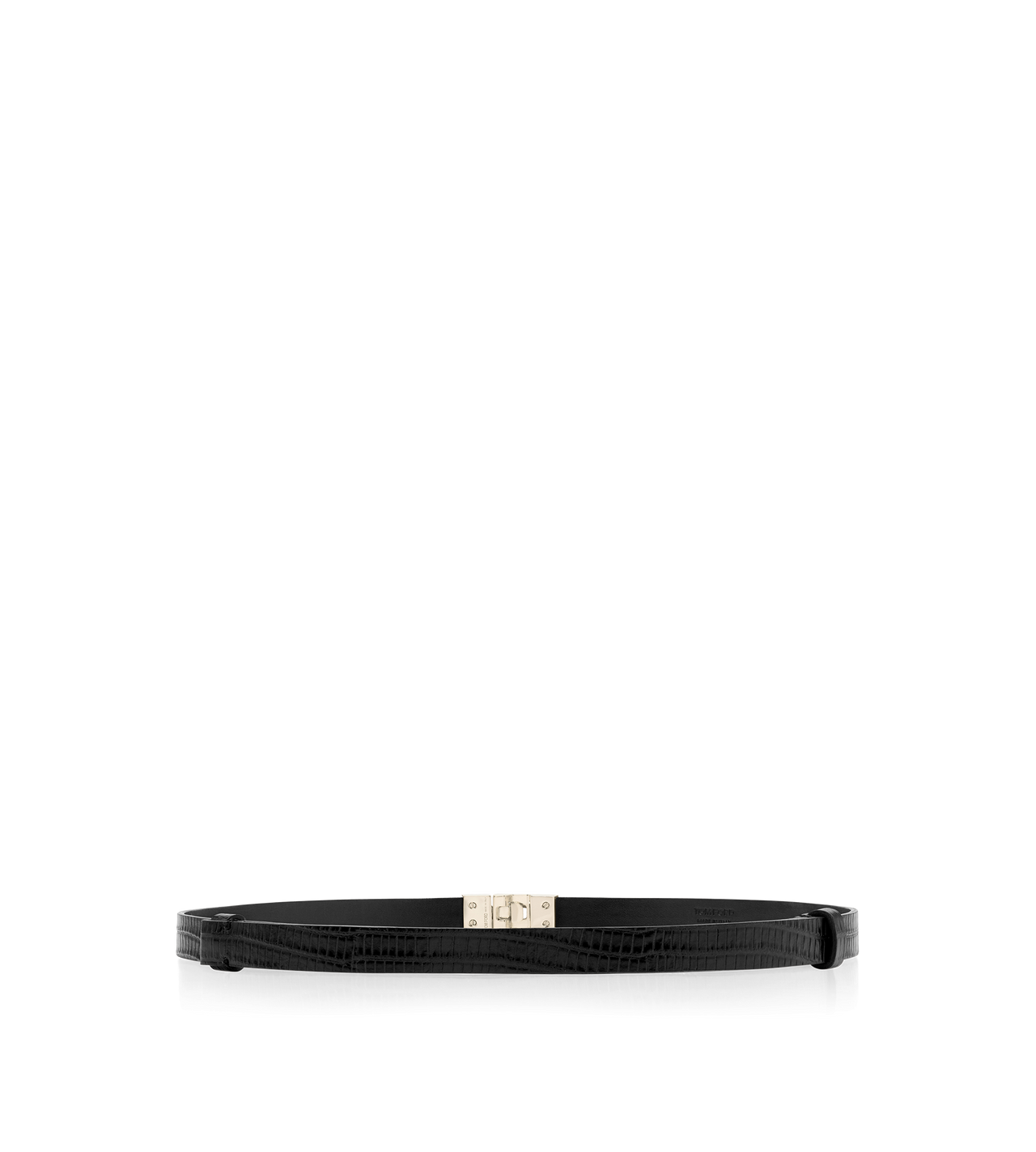 TOM FORD LEATHER BLACK TEJUS-EFFECT PRINTED LEATHER INTERLOCK T BELT