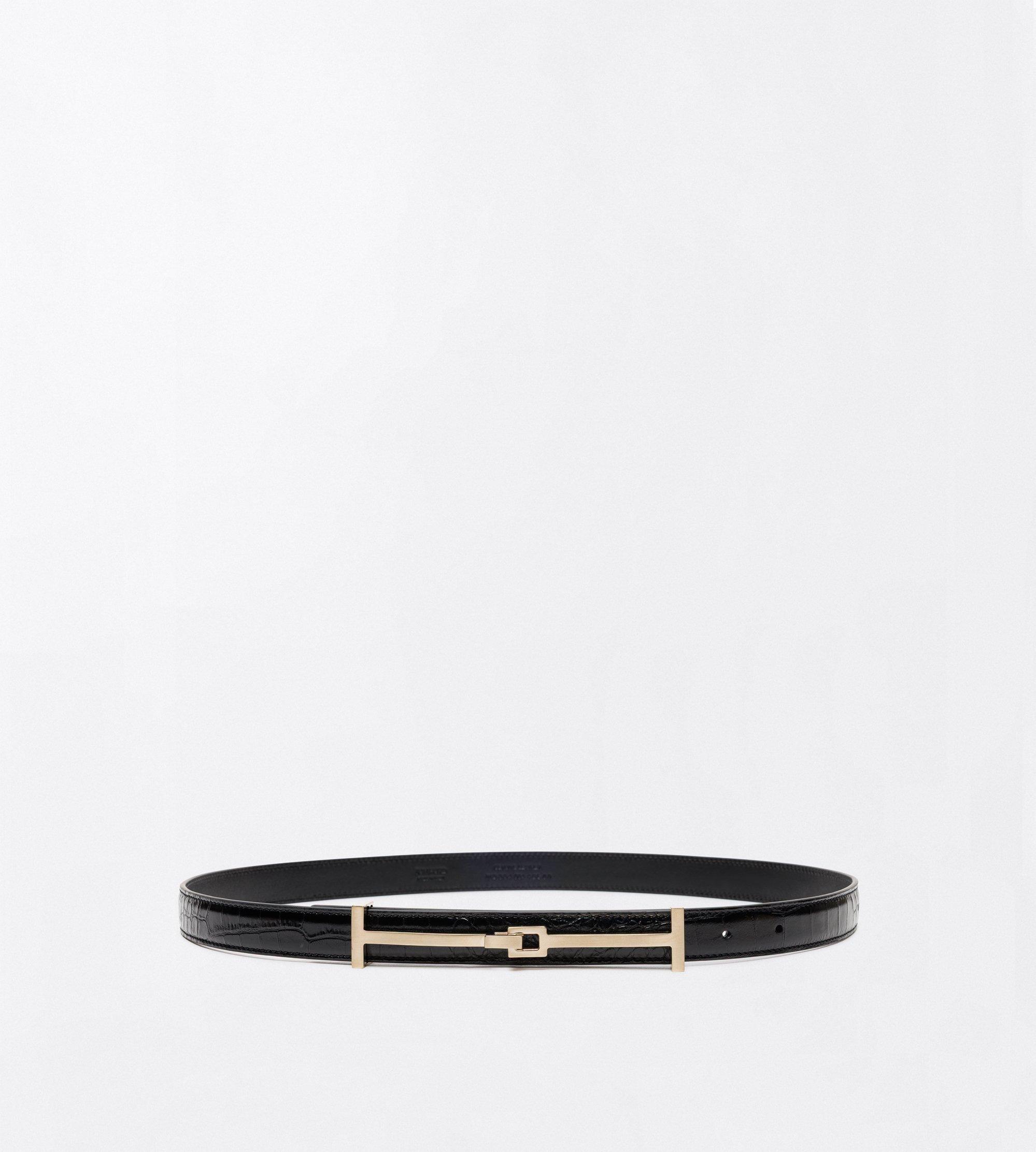 TUMBLED PRINTED CROCODILE LEATHER ARC BELT