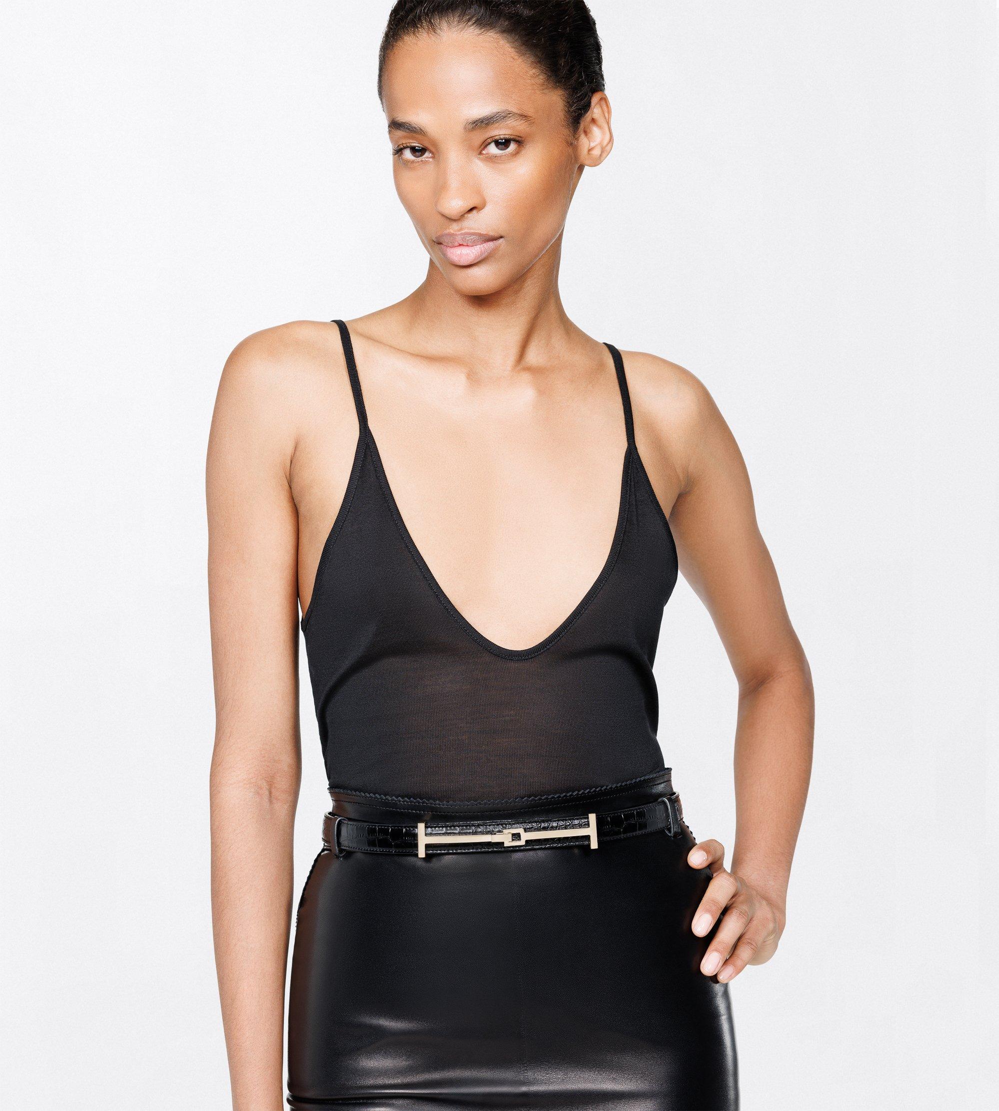 TUMBLED PRINTED CROCODILE LEATHER ARC BELT