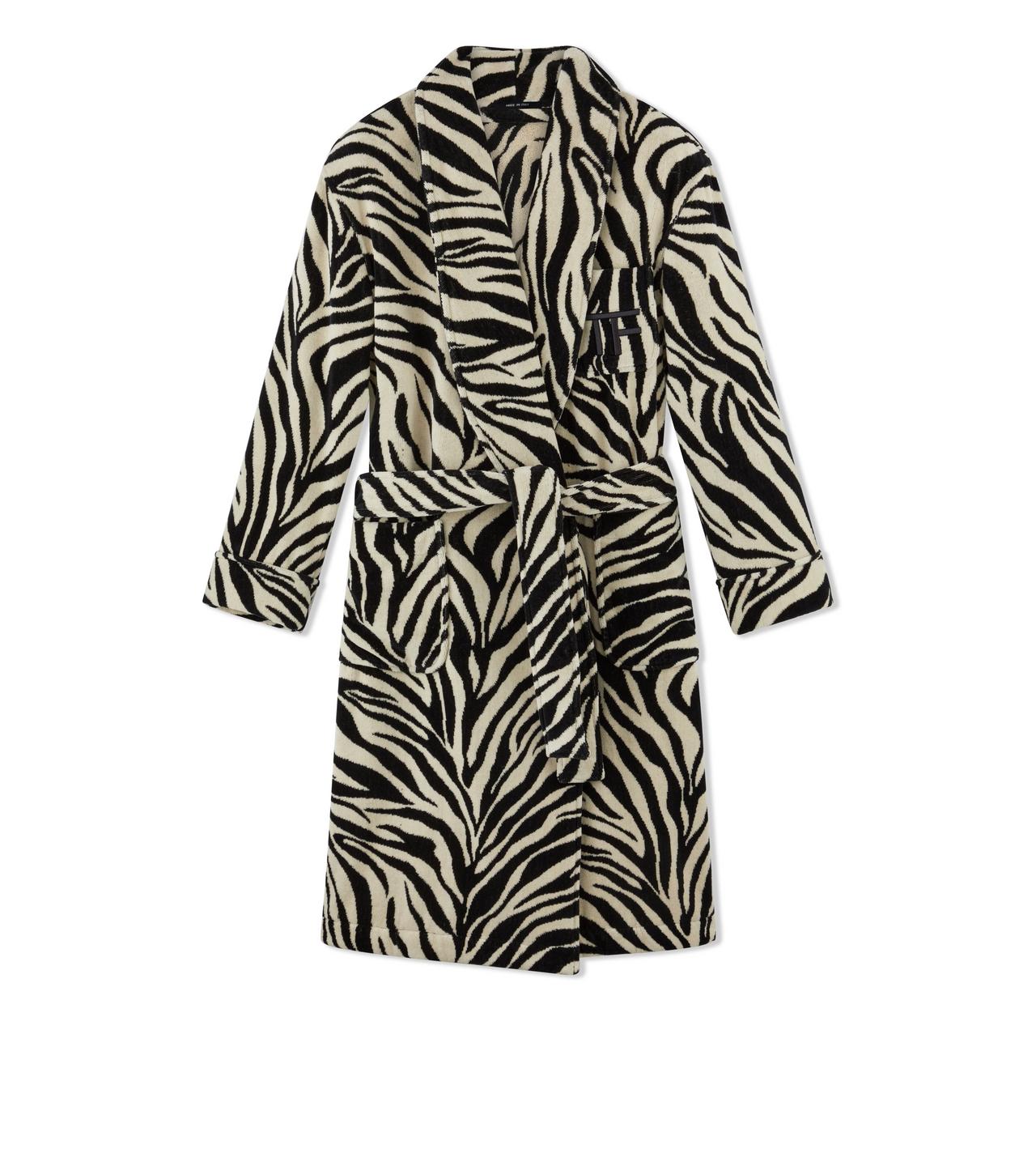 ZEBRA JACQUARD TOWELLING COTTON ROBE image number 0