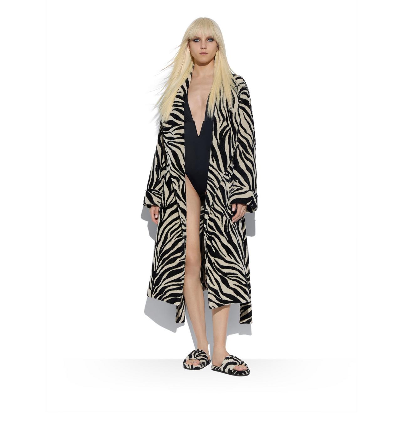 ZEBRA JACQUARD TOWELLING COTTON ROBE image number 1